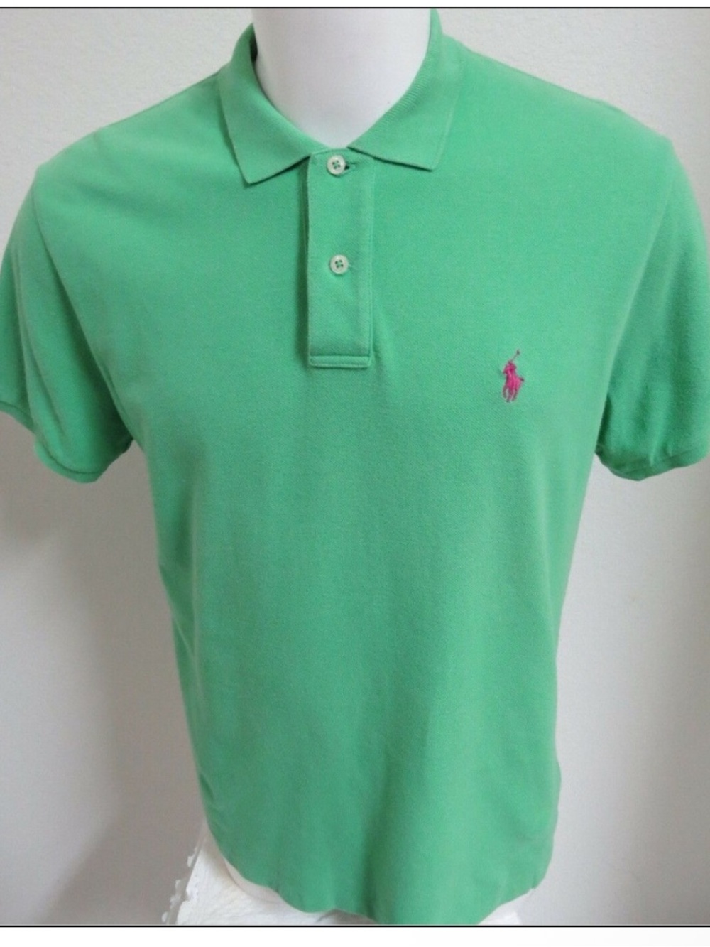 Polo by Ralph Lauren Green Polo Shirt with Pink Pony
